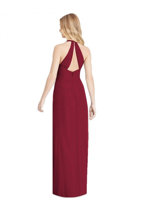 Affordable V-Neck Halter Chiffon Maxi Formal Bridesmaid Dress Open Back UK