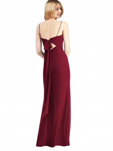 Affordable Tie-Back Cutout Trumpet Chiffon Bridesmaid Dress with Front Slit UK