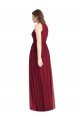 Affordable Shirred Skirt Jewel Neck Halter Chiffon Bridesmaid Dress with Front Slit UK