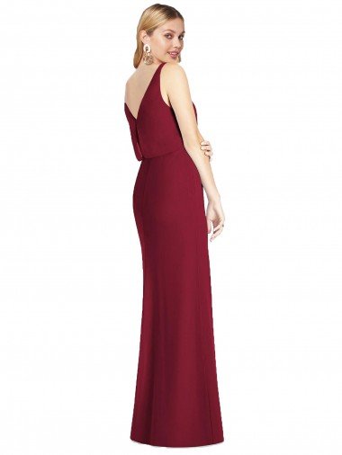 Affordable Blouson Bodice Chiffon Bridesmaid Dress with Front Slit UK