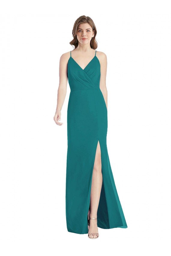 Affordable Criss Cross Back Mermaid Wrap Chiffon Bridesmaid Dress UK