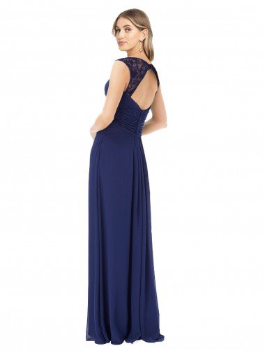 Affordable Embroidered Keyhole Back Chiffon Bridesmaid Dress UK