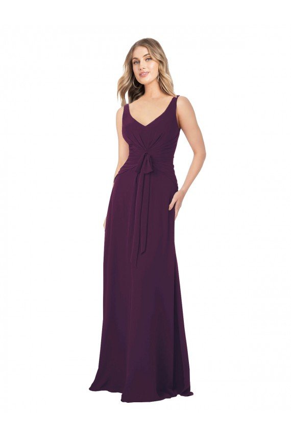 Affordable Long Chiffon Bridesmaid Dress with Front Bow UK