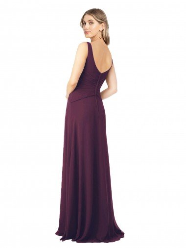 Affordable Long Chiffon Bridesmaid Dress with Front Bow UK