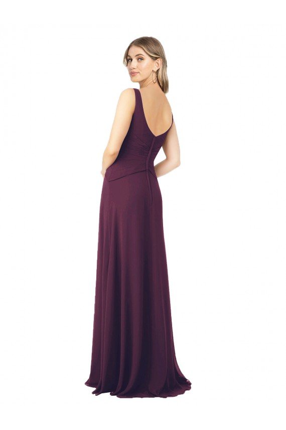 Affordable Long Chiffon Bridesmaid Dress with Front Bow UK