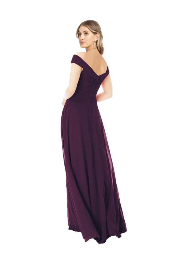 Affordable Classic Off the Shoulder Draped Chiffon Bridesmaid Dress UK