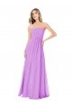 Affordable Draped Strapless Floor Length Chiffon Bridesmaid Dress UK
