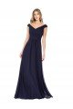 Affordable Off the Shoulder Classic Chiffon Bridesmaid Dress with Draped Bodice UK