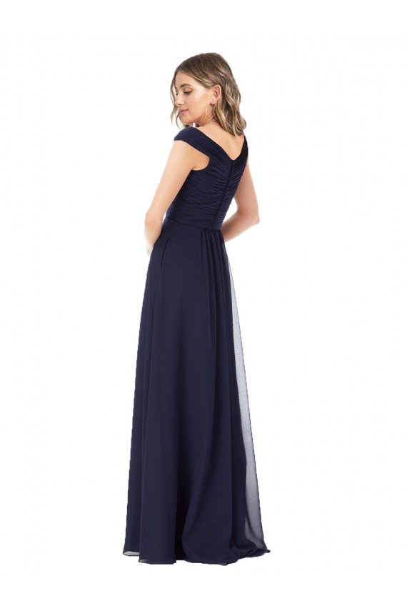 Affordable Off the Shoulder Classic Chiffon Bridesmaid Dress with Draped Bodice UK