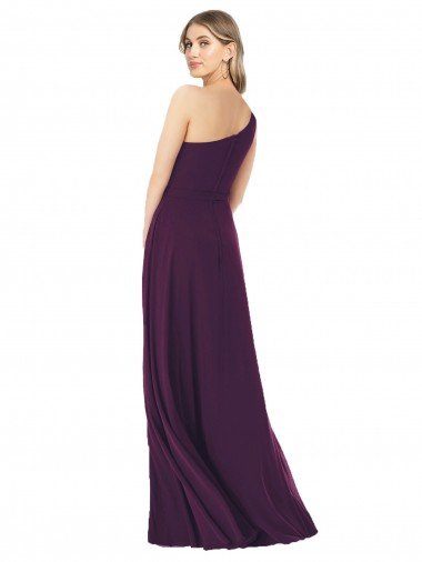 Affordable One Shoulder Chiffon Bridesmaid Dress with Tie Belt UK