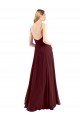 Affordable Spaghetti Straps V-Neck Long Chiffon Bridesmaid Dress with Side Slit UK