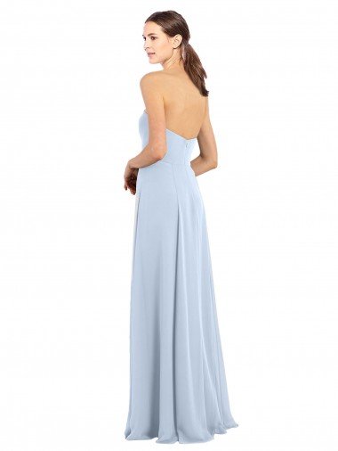 Affordable Fitted Strapless Full Length Chiffon Bridesmaid Dress with Front Slit UK