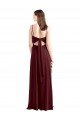 Affordable Sleek Fit and Flare Long Scoop Neck Chiffon Bridesmaid Dress with High Side Slit UK
