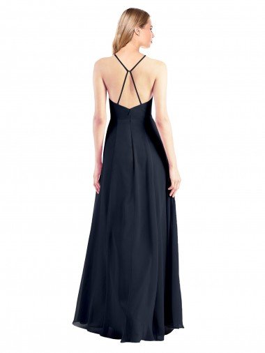 Affordable Plunging V-Neckline Halter Chiffon Wrap Bridesmaid Dress / Prom Dress with High Slit UK