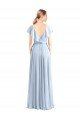 Affordable V-Neck A-Line Flutter Sleeves Long Chiffon Wrap Style Bridesmaid Dress UK