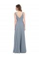 Affordable Fitted V-Neckline Long Chiffon Bridesmaid Dress with V-Back UK