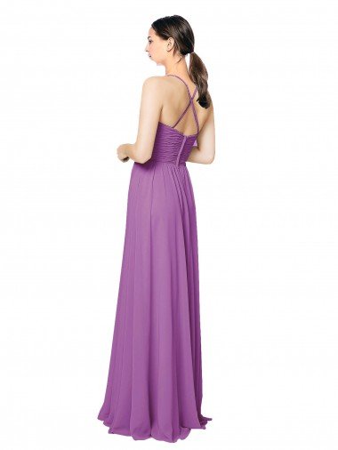 Affordable Braided Straps Cross Back Sweetheart Chiffon Bridesmaid Dress UK