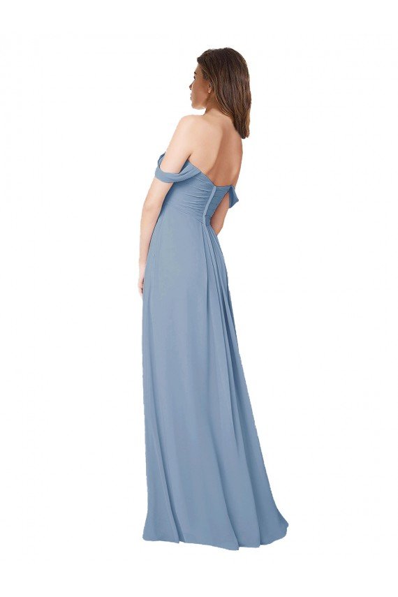 Affordable Empire Waist Off the Shoulder Chiffon Bridesmaid Dress with Sweetheart Bodice UK