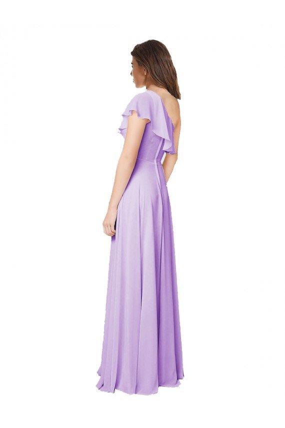 Affordable Draped One Shoulder Long Chiffon Bridesmaid Dress  UK