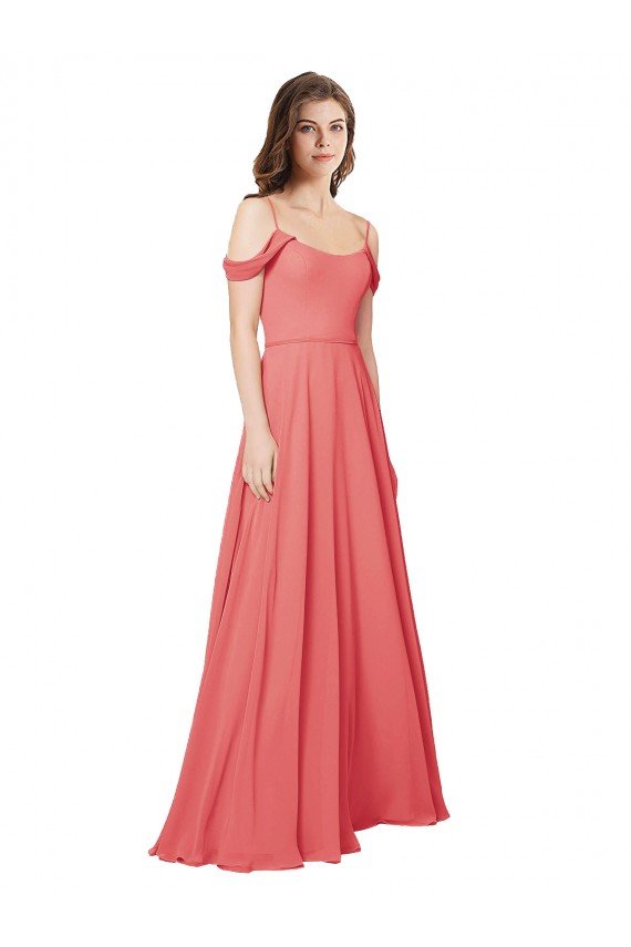 Affordable Draped Off the Shoulder Straps Chiffon Bridesmaid Dress UK