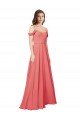 Affordable Draped Off the Shoulder Straps Chiffon Bridesmaid Dress UK