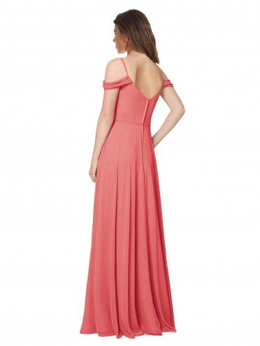 Affordable Draped Off the Shoulder Straps Chiffon Bridesmaid Dress UK
