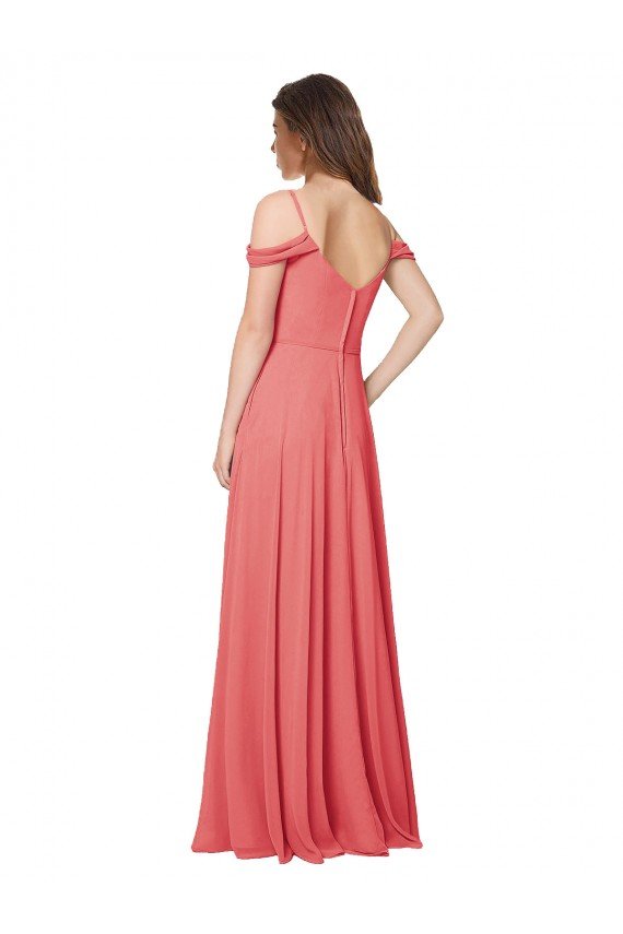 Affordable Draped Off the Shoulder Straps Chiffon Bridesmaid Dress UK