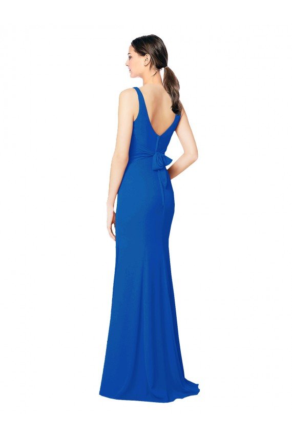 Affordable Low Back Sleeveless Chiffon Bridesmaid Dress with Side Slit UK