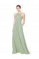 Affordable High Halter Neck Keyhole Chiffon Bridesmaid Dress UK