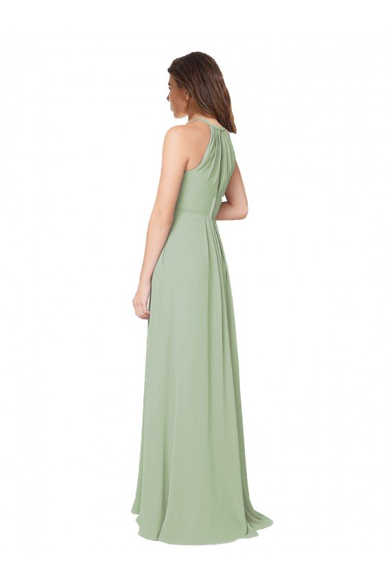 Affordable High Halter Neck Keyhole Chiffon Bridesmaid Dress UK