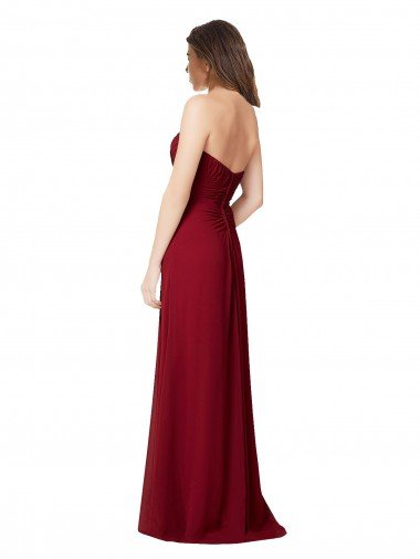 Affordable Draped Sweetheart Long Grecian Inspired Chiffon Bridesmaid Dress UK
