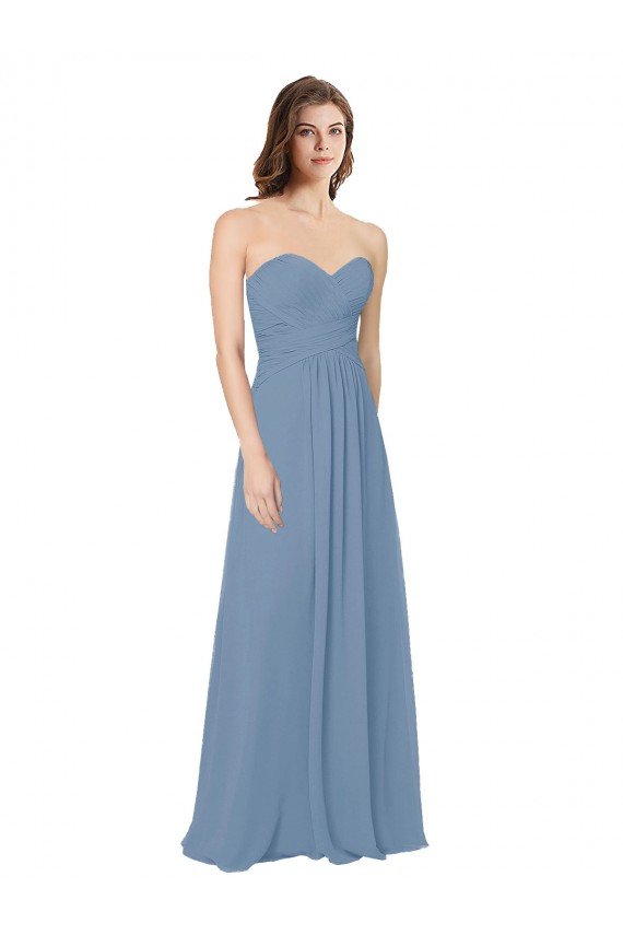 Affordable Chiffon A-Line Wraparound Draping Long Bridesmaid Dress UK