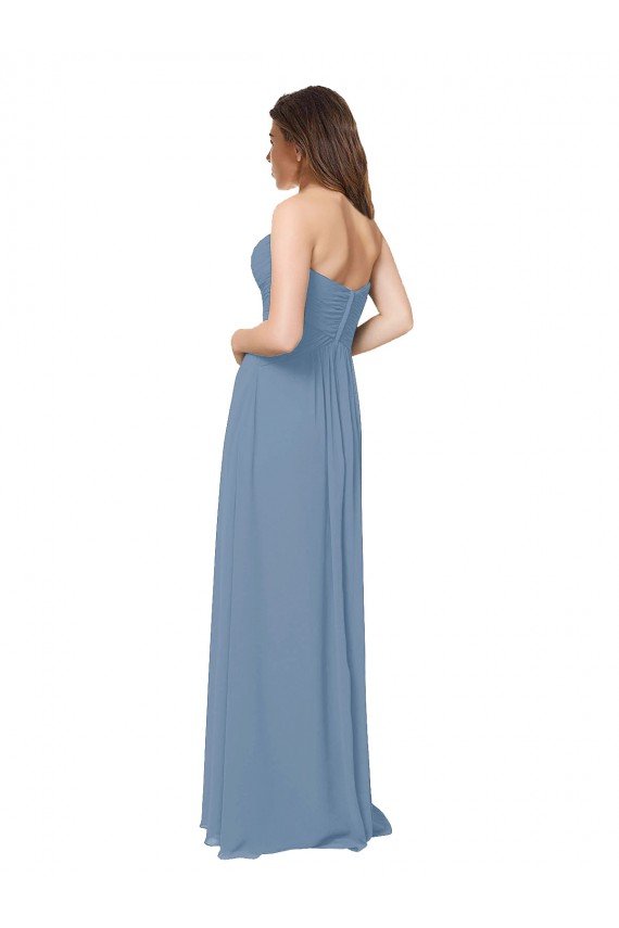 Affordable Chiffon A-Line Wraparound Draping Long Bridesmaid Dress UK