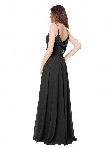 Affordable Cowl Back Spaghetti Straps Long Chiffon Bridesmaid Dress  UK