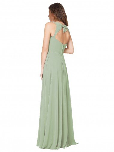 Affordable A-Line Open Back Chiffon Bridesmaid Dress with Pockets UK