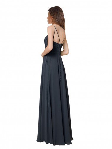 Affordable Crossover Bodice Long Chiffon Bridesmaid Dress with Double Back Straps UK
