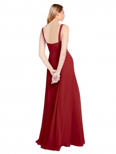 Affordable Sweetheart Neckline Long Chiffon Bridesmaid Dress with Side Slit and Wide Straps UK