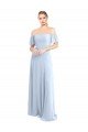 Affordable Off the Shoulder Flutter Sleeves Long Chiffon Bridesmaid Dress UK