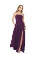 Affordable Chiffon Bridesmaid Dress with Front Slit and Keyhole Back UK