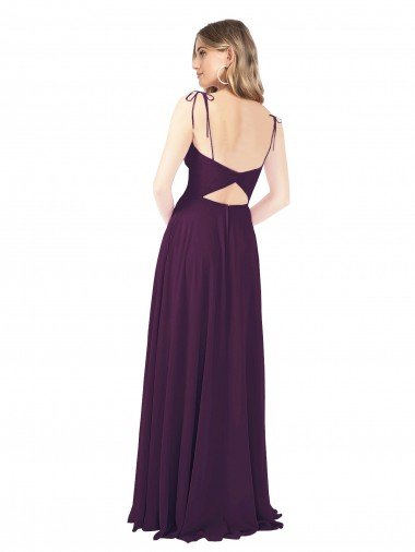 Affordable Chiffon Bridesmaid Dress with Front Slit and Keyhole Back UK