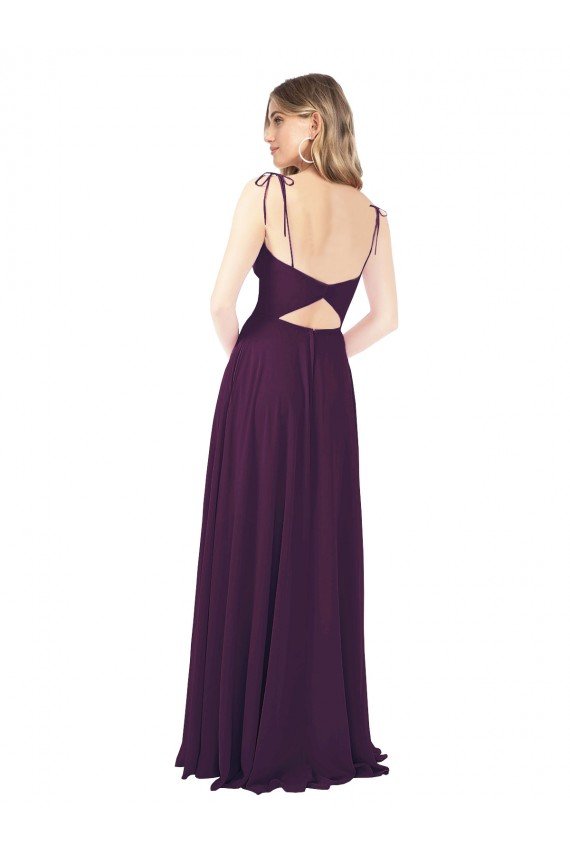 Affordable Chiffon Bridesmaid Dress with Front Slit and Keyhole Back UK