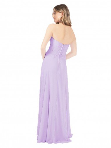 Affordable Draped Sweetheart Chiffon Bridesmaid Dress with High Slit UK