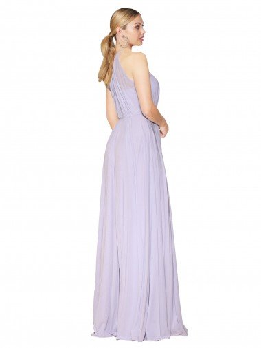 Affordable High Neck Halter Shirred Chiffon Bridesmaid Dress / Formal Prom Dress UK