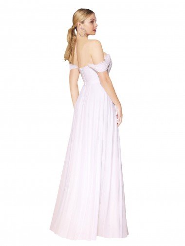 Affordable Off the Shoulder Long Full Length Chiffon Bridesmaid Dress / Formal Prom Dress UK