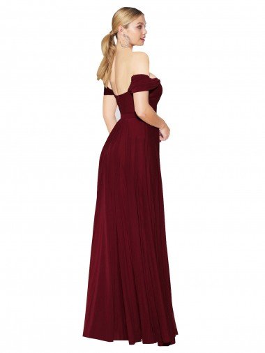 Affordable Shirred Sweetheat Neckline Off the Shoulder Long Chiffon Bridesmaid Dress / Formal Prom Dress UK