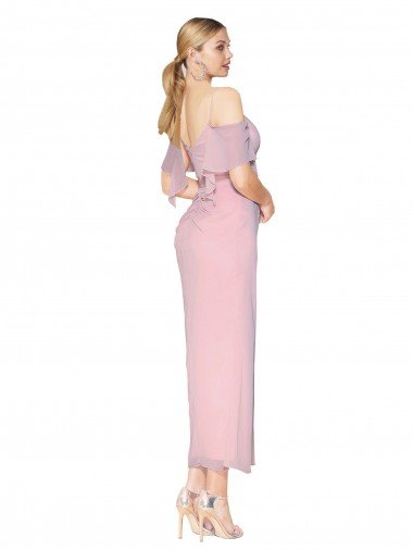 Affordable Mermaid Cold Shoulder Short Knee Length Chiffon Bridesmaid Dress / Formal Prom Dress UK