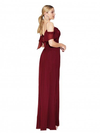 Affordable Cold Shoulder Long Mermaid Chiffon Bridesmaid Dress / Formal Prom Dress with Straps UK