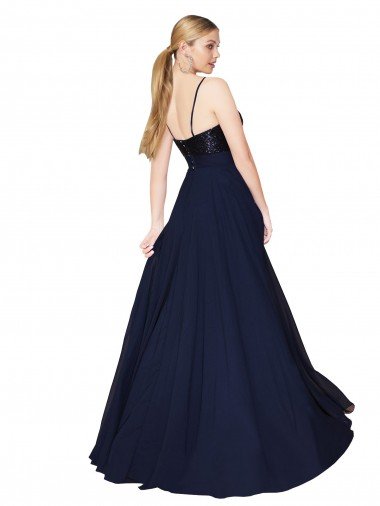 Affordable Sweetheart High Neck Sequin Top Long Chiffon Bridesmaid Dress / Prom Dress UK