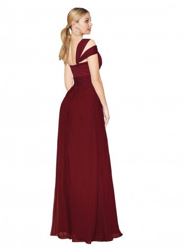 Affordable Off the Shoulder Long Chiffon Bridesmaid Dress / Formal Prom Dress with Side Slit UK