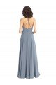 Affordable Slim A-Line Cowl Neck Long Chiffon Bridesmaid Dress with Side High Slit UK